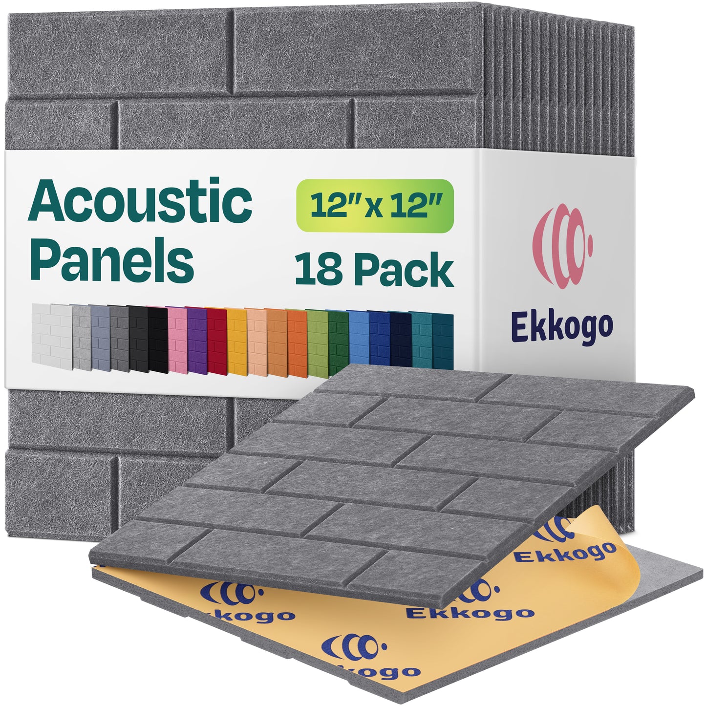 Ekkogo 18-Pack Brick Style Acoustic Panels